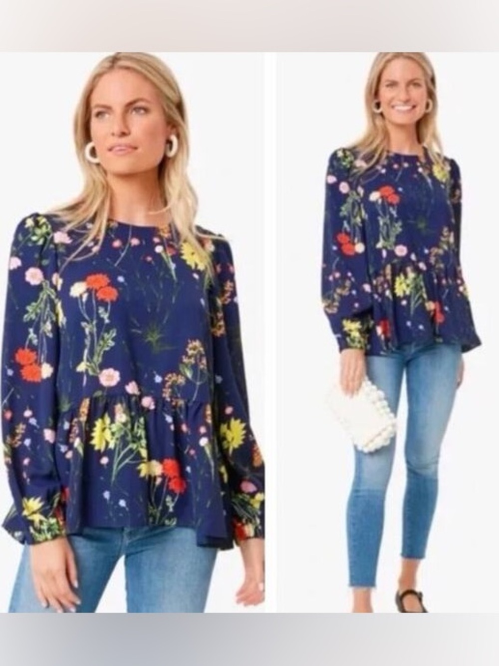 Tuckernuck Floral Blouse Pomander Place Wildflower Navy Carlota Blouse (124)
